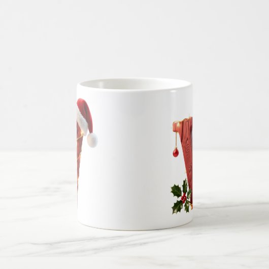 Rustic Wood Christmas Letter V String Lights コーヒーマグカップ (中央)