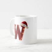 Rustic Wood Christmas Letter W String Lights コーヒーマグカップ (正面左)