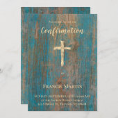 rustic wood Confirmation 招待状 (正面/裏面)