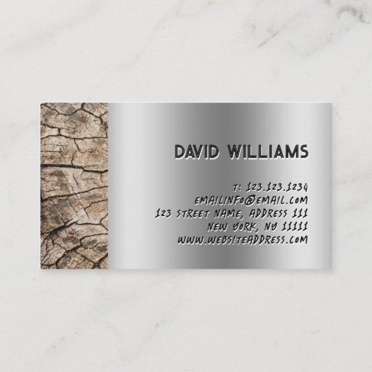 Rustic Wood Construction Silver Metallic 名刺 (裏面)