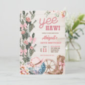 Rustic Wood Disco Cowgirl Birthday 招待状 (スタンド正面)