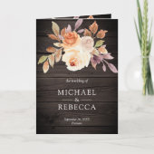 Rustic Wood Earthy Ivory Floral QR Code Wedding 招待状 (正面)