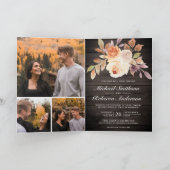 Rustic Wood Earthy Ivory Floral QR Code Wedding 招待状 (内部)