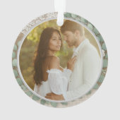 Rustic Wood & Eucalyptus First Christmas Married オーナメント (裏面)