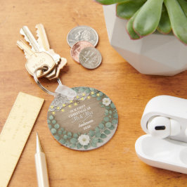 Rustic Wood & Eucalyptus Mr & Mrs Christmas キーホルダー