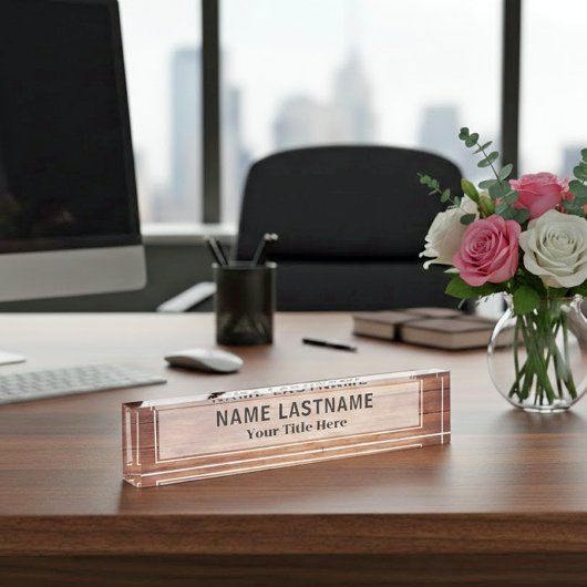 Rustic Wood Executive | Custom Name and Title デスクネームプレート