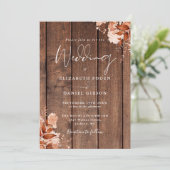 Rustic Wood Fall Floral QR Code Wedding 招待状 (スタンド正面)