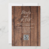 Rustic Wood Fall Floral QR Code Wedding 招待状 (裏面)