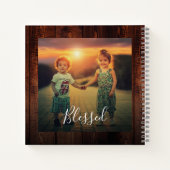 Rustic wood family photo collage monogram name ノートブック (裏面)