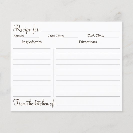 Rustic Wood Farmhouse Kitchen Family Recipe Card (正面)