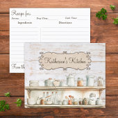 Rustic Wood Farmhouse Kitchen Family Recipe Card