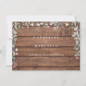 Rustic Wood Floral Cascade Wedding Details Card 招待状 (裏面)