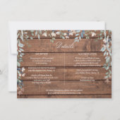 Rustic Wood Floral Cascade Wedding Details Card 招待状 (正面)