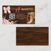 Rustic Wood Floral Gift Registry エンクロージャーカード (正面/裏面)