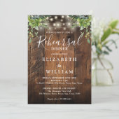 Rustic Wood Floral Lights Wedding Rehearsal Dinner 招待状 (スタンド正面)