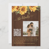 Rustic wood floral sunflower garden barn wedding 招待状 (裏面)