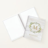 Rustic Wood Floral Watercolor Monogram ノートブック (内部)