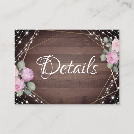 Rustic  Wood , Floral Wedding Details  エンクロージャーカード (正面)