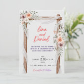 Rustic Wood & Floral Wedding Invitation - Boho Bot 招待状 (スタンド正面)