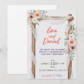 Rustic Wood & Floral Wedding Invitation - Boho Bot 招待状 (正面/裏面)