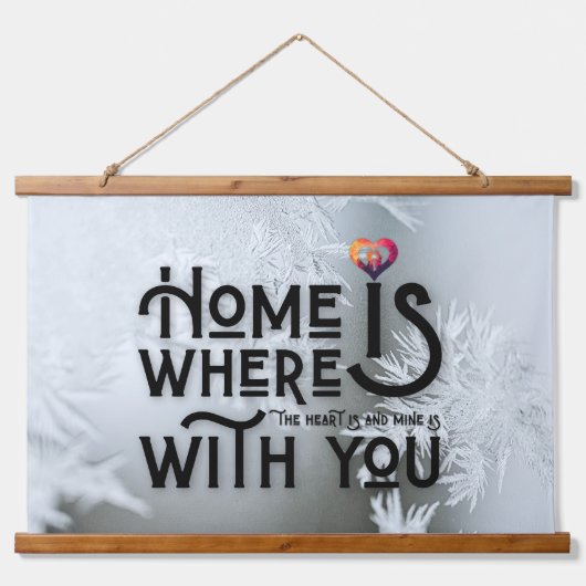 Rustic Wood Framed Home Is With You Wall 吊り下げ型タペストリー (正面)