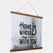 Rustic Wood Framed Home Is With You Wall 吊り下げ型タペストリー (傾斜あり)