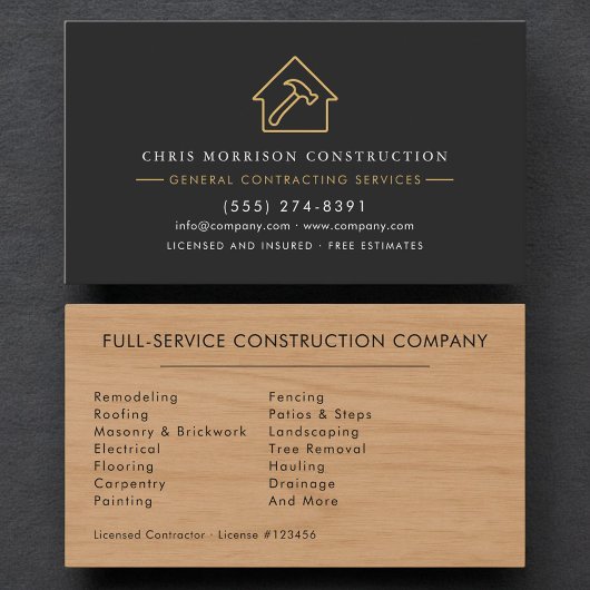 Rustic Wood General Contractor 名刺