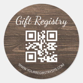 rustic wood gift registry qr code baby shower ラウンドシール