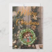 Rustic Wood & Gold Family Christmas Card 2026  セーブザデート (裏面)