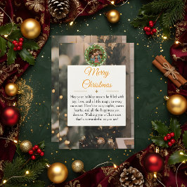 Rustic Wood & Gold Family Christmas Card 2026 セーブザデート