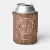Rustic Wood Grain Custom Logo Personalize 缶クーラー (缶裏面)