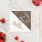 Rustic Wood Grain Farmhouse Floral Wedding スタンダードカクテルナプキン (インサイチュ)