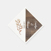 Rustic Wood Grain Farmhouse Floral Wedding スタンダードカクテルナプキン (角)