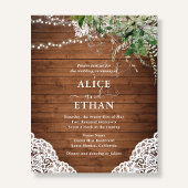 Rustic Wood Greenery QR Code Wedding Cheap チラシ