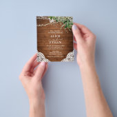 Rustic Wood Greenery QR Code Wedding Cheap チラシ (手)