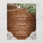 Rustic Wood Greenery QR Code Wedding Cheap チラシ (正面)