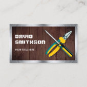 Rustic Wood Handyman Repair Tools Electrician 名刺 (正面)