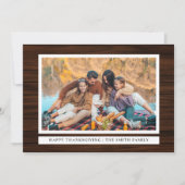 Rustic Wood Happy Thanksgiving Autumn Photo シーズンカード (正面)