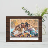 Rustic Wood Happy Thanksgiving Autumn Photo シーズンカード (スタンド正面)