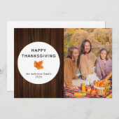 Rustic Wood Happy Thanksgiving Autumn Photo シーズンカード (正面/裏面)
