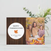Rustic Wood Happy Thanksgiving Autumn Photo シーズンカード (スタンド正面)