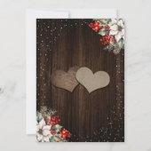 Rustic Wood Holly Berries Mason Jar Winter Wedding セーブザデート (裏面)