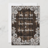 Rustic Wood Lace Country Wedding Save the Date (正面)