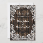 Rustic Wood Lace Country Wedding Save the Date (正面)