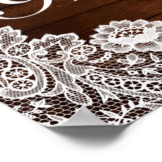 Rustic Wood & Lace Graduation Photo Prop Frame ポスター (角)