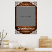 Rustic Wood & Lace Graduation Photo Prop Frame ポスター (キッチン)