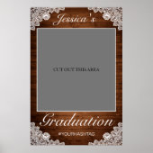 Rustic Wood & Lace Graduation Photo Prop Frame ポスター (正面)