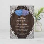 Rustic Wood Lace Purple and Blue Floral Wedding 招待状 (スタンド正面)