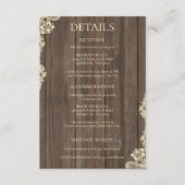 Rustic Wood Lace Wedding Details Enclosure Card 出欠カード (正面)