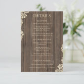 Rustic Wood Lace Wedding Details Enclosure Card 出欠カード (スタンド正面)